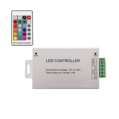 Controlador Regulador Fita LED RGB 12/24V DC com Comando RF 24A High Power