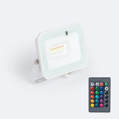 Foco Proyector LED 20W RGBW con Mando IR IP65 Blanco