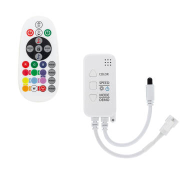 Controlador Regulador WiFi Fita LED RGBIC Digital SPI 12-24V DC com Comando IR
