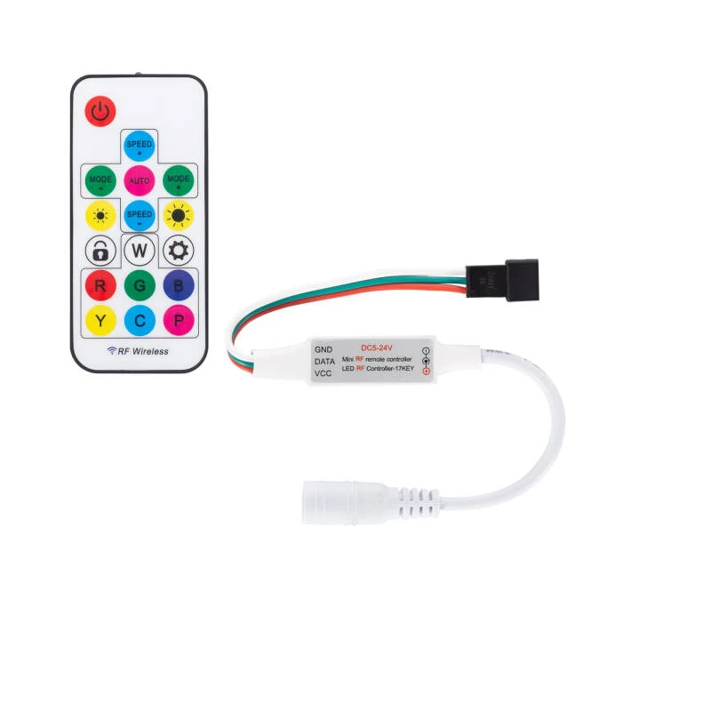 Imagen de Controlador Regulador Mini Tira LED RGBIC Digital SPI 5-24V DC con Mando RF