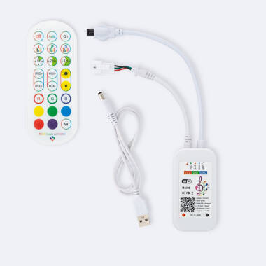 Controlador Regulador Tuya WiFi Fita LED RGB Digital SPI 5-24V DC com Comando IR
