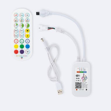 Controlador Regulador Tuya WiFi Tira LED RGB Digital SPI 5-24V DC Con Mando IR y control Musical