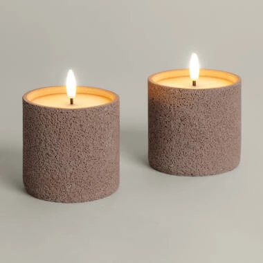 Imagem de Conjunto de 2 velas LED de Cera e Cimento para Exterior Orena