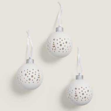 Conjunto de 3 Bolas de Natal LED em Cerâmica da Altea