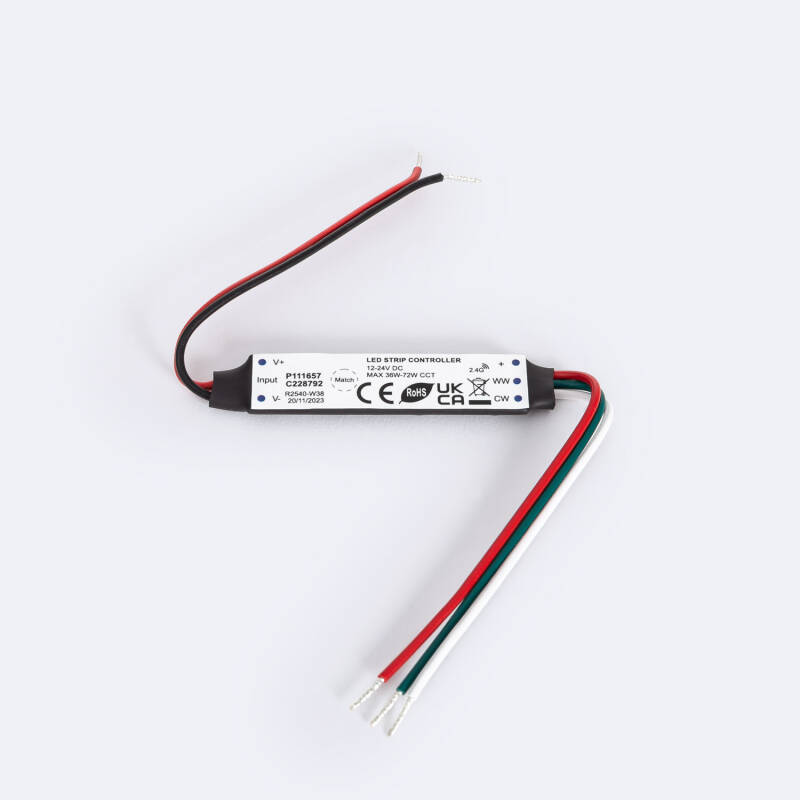 Imagem de Controlador de Fita LED Monocromática/CCT 12-24V SKYDANCE V2-W Compatível com Comando RF