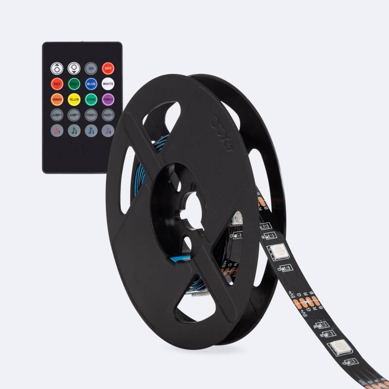Imagen de Tira LED 5V RGB 24 LED/m 2m IP20 KIT con USB para Televisión