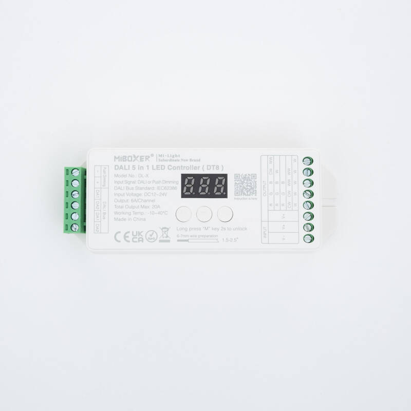 Imagen de Controlador Regulador LED DL-X DALI 5 en 1 DT8 para tira Monocolor/CCT/RGB/RGBW/RGB+CCT 12/24V DC MiBoxer