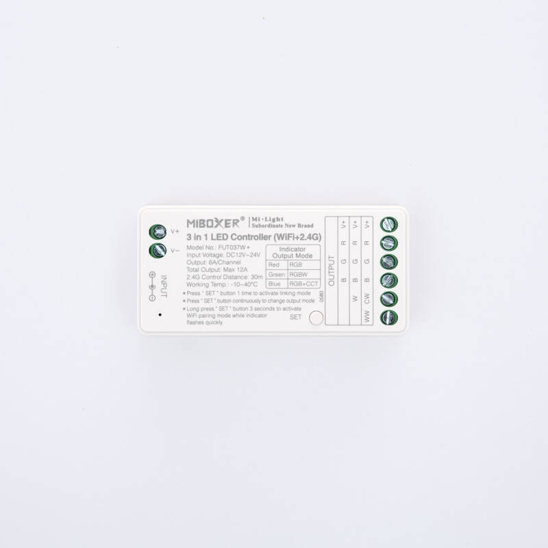 Imagem de Controlador Regulador LED RGB/RGBW/RGB+CCT 12/24V DC MiBoxer FUT037W+