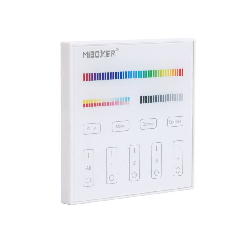 Imagem de Controlador RF 220-240V AC de Parede para Regulador LED RGB+CCT 4 Zonas RF MiBoxer T4