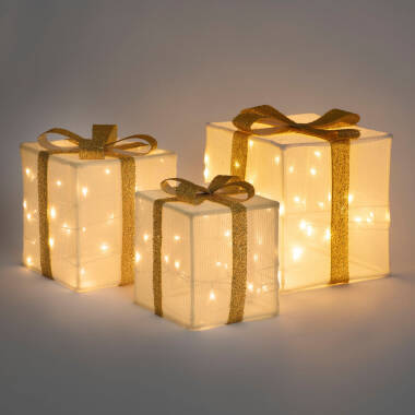 Imagem de Conjunto de 3 Caixas de Presente de Natal com LED e Bateria Noelle