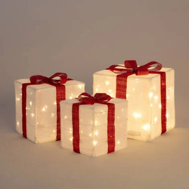 Imagen de Set de 3 Cajas Regalo de Navidad LED con Batería Noelle