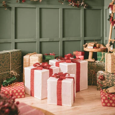 Imagen de Set de 3 Cajas Regalo de Navidad LED con Batería Noelle