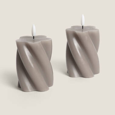 Duas velas decorativas de cera com LED e design ondulado da Velia