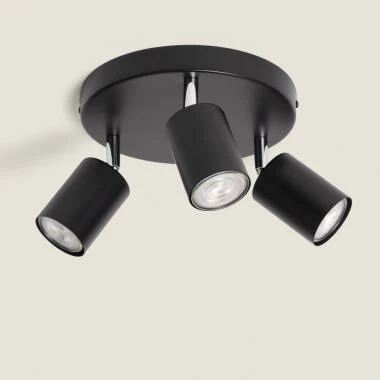 Lámpara de Techo Orientable Circular Metal 3 Focos Albus Nero