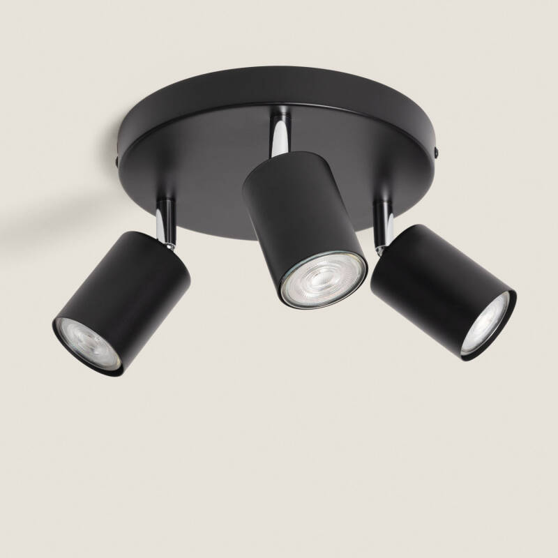 Imagen de Lámpara de Techo Orientable Circular Metal 3 Focos Albus Nero