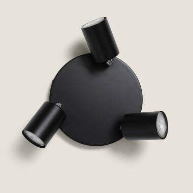 Imagen de Lámpara de Techo Orientable Circular Metal 3 Focos Albus Nero
