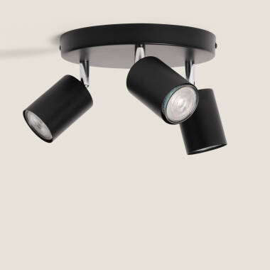 Imagen de Lámpara de Techo Orientable Circular Metal 3 Focos Albus Nero