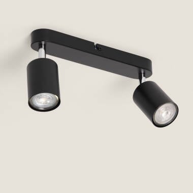 Candeeiro de Teto Orientável em Metal com 2 Focos Albus Nero
