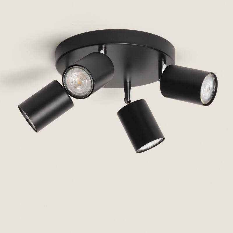 Imagem de Candeeiro de Teto Circular Orientável em Metal com 4 focos Albus Loft