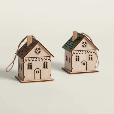 Casas Navideñas Colgantes Decorativas de Madera Hedra