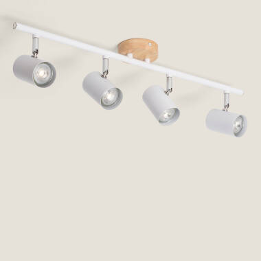 Lámpara de Techo Orientable Madera y Metal 4 Focos Albus
