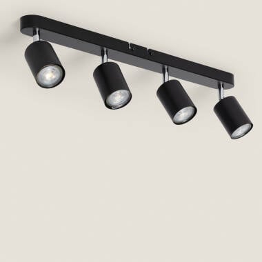 Candeeiro de Teto Orientável em Metal com 4 focos Albus Nero
