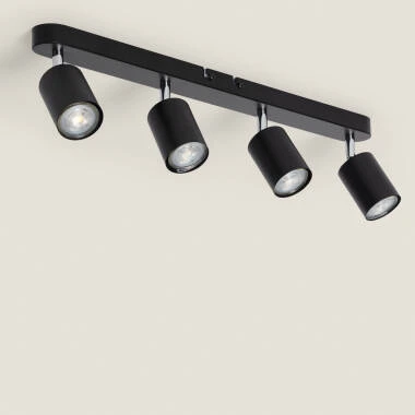 Lámpara de Techo Orientable Metal 4 Focos Albus Nero