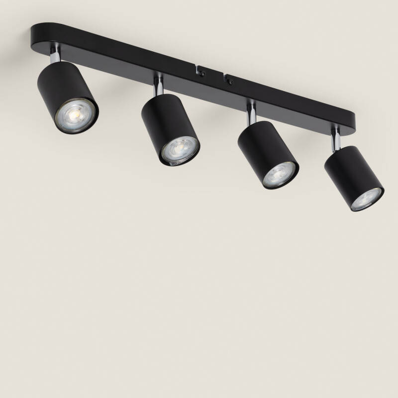 Imagem de Candeeiro de Teto Orientável em Metal com 4 focos Albus Nero