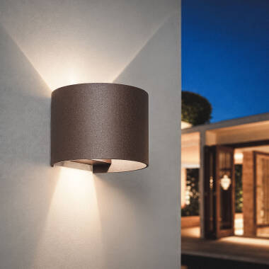Aplique de Pared Exterior LED 10W Aluminio Iluminación Doble Cara CCT Seleccionable Denny Round