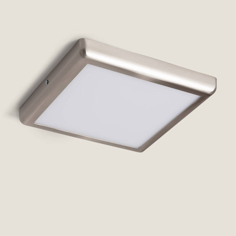 Imagem de Plafón de Teto LED Quadrado de Metal, 24 W, 300 x 300 mm, Design Prateado
