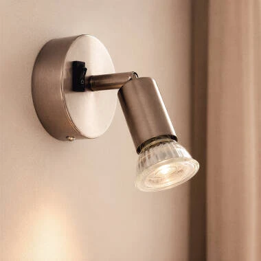 Lámpara de Pared Aluminio Orientable con Interruptor 1 Foco Oasis Plata