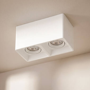Aplique de Teto Quadrado Duplo Branco com Lâmpada GU10 Space