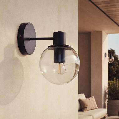 Aplique de Parede Exterior Metal e Vidro Yanbu
