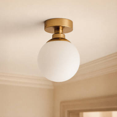 Candeeiro de teto Metal e Vidro Moonlight Brass 1 Foco