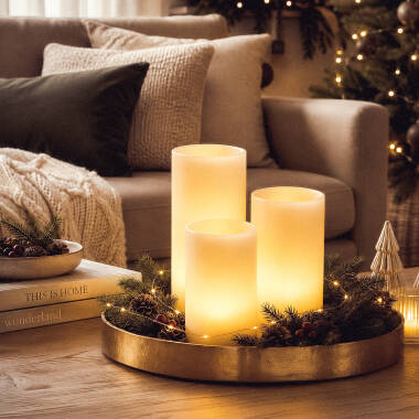 Pack de 3 Velas LED Cera Natural com Controle Remoto