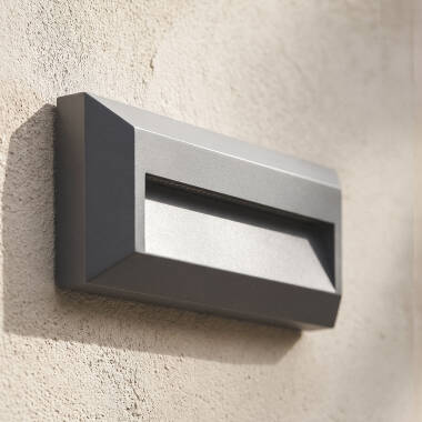 Baliza Exterior LED 2W Superficie Parede Retangular Cinzento Élide