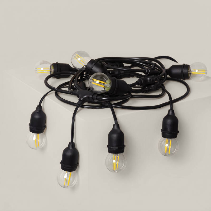 Imagem de Kit Grinalda Waterproof 5.5m Preto + 8 Lâmpadas LED E27 Filamento 4W