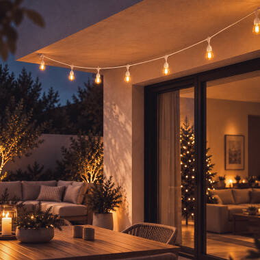 Imagem de Kit Grinalda Waterproof 5.5m Preto + 8 Lâmpadas LED E27 Filamento 4W