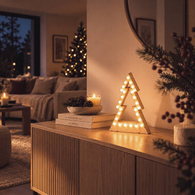 Imagem de Árvore de Natal Madeira LED com Bateria Gaspar