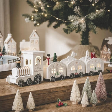 Comboio de Natal LED em madeira «Noel», 35 cm