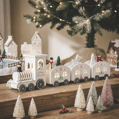 Tren de Navidad LED de madera Noel 35 cm