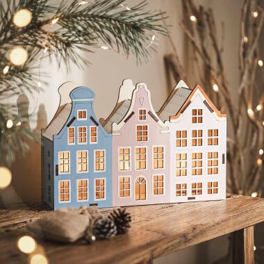 Casas Navideñas LED de Madera Lisse