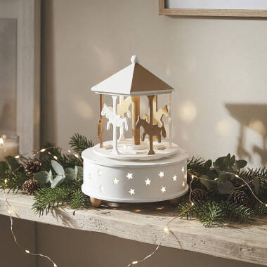 Carrusel Navideño Decorativo LED de Madera Céleste