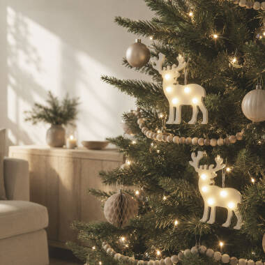 Reno Decorativo de Natal com Luzes LED em Madeira Boreal