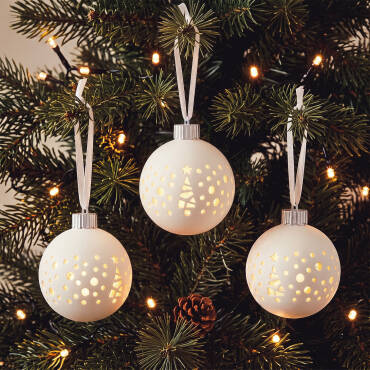 Conjunto de 3 Bolas de Natal LED em Cerâmica da Altea