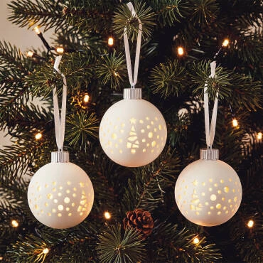 Set de 3 Bolas Navideñas LED de Cerámica Altea