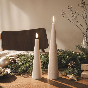 Conjunto de 2 velas de Natal LED Cónicas de Cera da Eira