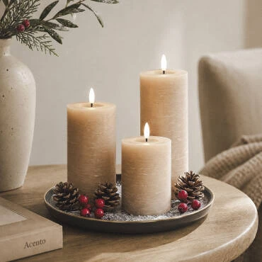 Set de 3 Velas LED de Cera Cilíndricas Amara