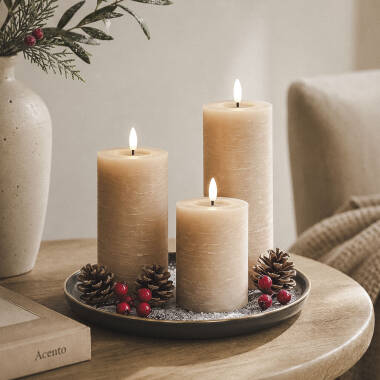 Imagen de Set de 3 Velas LED de Cera Cilíndricas Amara