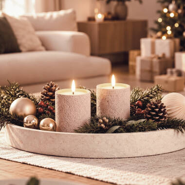 Set de 2 velas LED de Cera y Cemento Exterior Orena